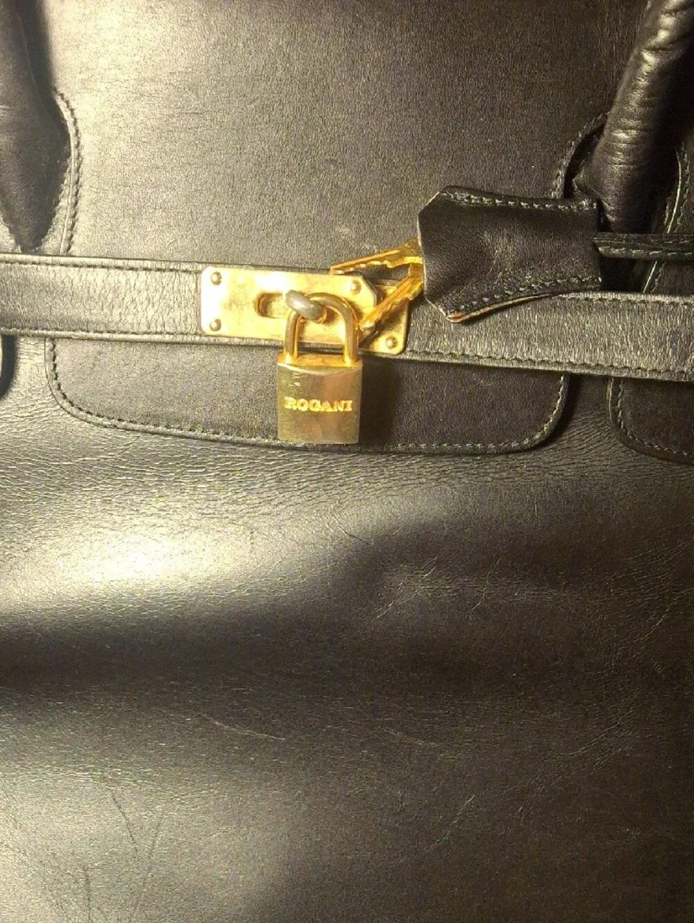 Black Leather Briefcase with Top Handle and Shoulder Strap